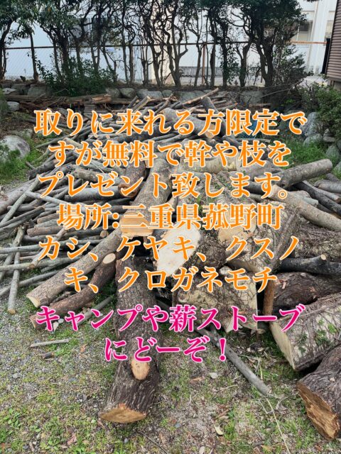 取りに来れる方限定ですが
カシ、ケヤキ、クロガネモチ、クスノキ、マキノキ
幹、枝
無料プレゼント🎁
DM頂ければ助かります😊