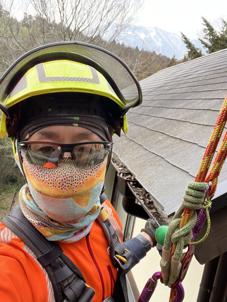 雨樋を点検すると落ち葉が腐葉土化しており、雨樋が詰まっていた